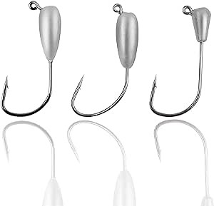Fishing Jig Head Hooks - 12/24pcs Tube Jig Head Hooks for Bass Fishing Unpainted Water Drop Tube Bait Worm Hook Weighted Swimbait Jigs for Freshwater Saltwater 1/8oz 1/4oz 3/8oz