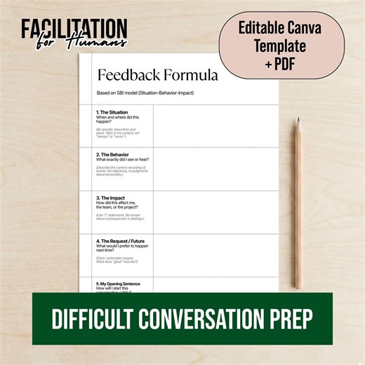 Feedback Formula Worksheet | SBI Model, Performance Review (printable PDF) - Etsy