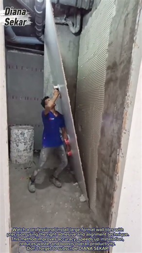 Amazing Large Tile Installation Technique | Fast & Professional Wall Tiling