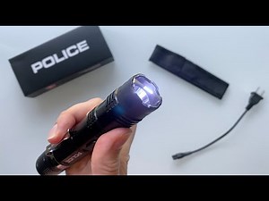 POLICE Stun Gun M12 - Max Voltage Metal Rechargeable with LED Flashlight - Black