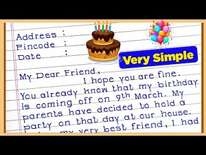 Write a letter to your Friend inviting him/her On your Birthday | Letter writing | Invitation Letter
