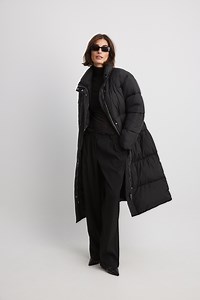 Long Belted Padded Jacket Black