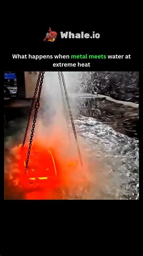 Knowledge Nexus on Instagram: "When red-hot iron is plunged into water, intense heat causes rapid vaporization of water molecules, forming a steam layer around the metal. This process, called the Leidenfrost effect, prevents direct contact for a moment, producing a sizzling sound and visible steam clouds. Dm for credit or removal 👏🏻🙏🏻 #whathappens #when #metal #meets #water #extreme #heat #tech #knowledge #technology #history #usa #innovation #fyp #viral #didyouknow #reels"