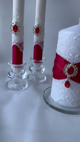 Lace & Rhinestone Wedding Unity Candle Set With Holders - Etsy
