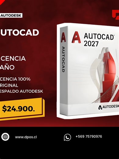a está disponible la nueva versión de AUTOCAD 2027 - Suscripción 1 Año. Entrega Inmediata. Instalación Remota GRATUITA Windows / MacOS Encuentrálo en nuestra Tienda Web Oficial : WWW.DPOS.CL #autocad #autocad2027 #autodesk