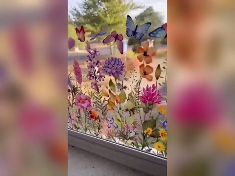 Amazon.com: Colorful Floral Bouquet Window Sticker, Flower Window Clings, Reusable, Removable, Double-Sided, for Home Office Decor (A) : Home & Kitchen