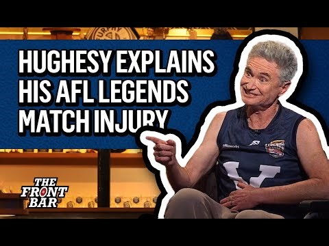 Dave Hughes explains THAT injury in the AFL Legends match 🤯😂 | The Front Bar | 2025