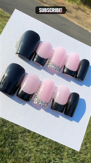 Would you wear this short square black set? 🖤Matte or glossy next? #nailart #fypシ #shorts #nails