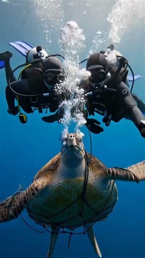 “Diver Saves Turtle Trapped in Deadly Net 😢🐢 (Emotional Rescue)” #ghazal #viral