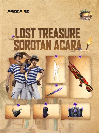 Lost Treasure | Sorotan Acara | Free Fire Masuki pasir pengembaraan di Lost Treasure dan temui ganjaran yang menanti untuk direbut. Event Lost Treasure membawa pengalaman bertemakan padang pasir yang menarik ke Bermuda, dipenuhi dengan koleksi eksklusif, item terhad, dan cabaran mendebarkan yang direka untuk menguji kemahiran anda. #FreeFire #Booyah #FFLostTreasure