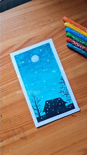 winter season drawing with oil pastels ✨️ 😍 👌 #sorts #drawing