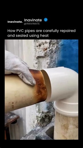 Inavinate on Instagram: "When a PVC pipe cracks or leaks, professionals don’t just patch it — they use controlled heat to restore its strength. By gently applying a heat gun or specialized heating tool, the PVC softens just enough to reshape and bond. Once the material reaches the right temperature, sealant or a new section is fused in, creating a watertight joint that looks almost brand new. It’s a delicate process — too much heat and the pipe warps, too little and the seal won’t hold. But in s