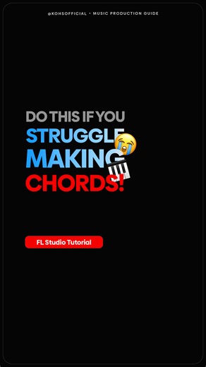 Kohs | Music Production Guide on Instagram: "Are you struggling to come up with unique chord progressions? 🥲 Try making chords this way instead: 1️⃣ Stamp Tool → place a chord → duplicate it 2️⃣ Move them randomly → up or down 3️⃣ Turn on Snap to Scale 4️⃣ Hold Shift + arrow keys → move them up/down This sparks ideas quickly but learning music theory will make your melodies way stronger over time 🎶🔥 Save this 🔖 and comment “CHORDS” if you want more tutorials! #kohs #flstudio #bedroomproducer