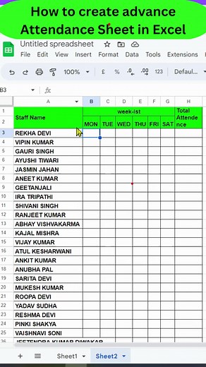 1.2M views · 8.6K reactions | Make Attendence sheet in Excel, Interview questions in ms Excel, #excel #exceltips | Data Click Education | Facebook