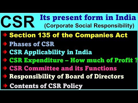 Present form of CSR in India │Section 135 of the Companies Act, 2013│Corporate Social Responsibility