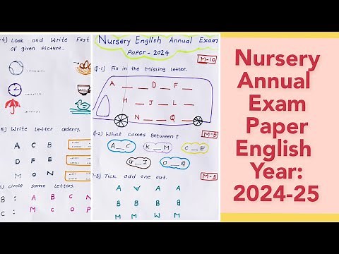 Nursery English Annual Exam Paper 2024-25/Nursery Annual Exam Question paper /Nursery class teaching