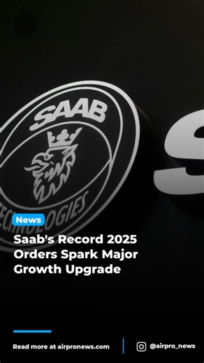 AirPro News on Instagram: "Swedish defense company Saab reported record order bookings totaling SEK 100.1 billion in Q4 2025, driving a full-year total of SEK 168.5 billion, a 74% increase from the previous year. This surge pushed the order backlog to SEK 275 billion, providing strong revenue visibility for the coming years. Key financial results for 2025 include sales revenue of SEK 79.1 billion, up 24%, operating income of SEK 8.1 billion with a margin of 10.2%, and net income of SEK 6.4 billi