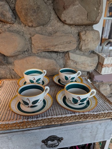 Vintage Stangl Pottery Tea Cup Set: Trenton Leaves, Hand-painted (set of 4) - Etsy