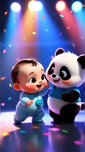 Dam Dam Da 🐼🍼 Super Cute Kids Dance #kids #rhymes #poem #kidssongs