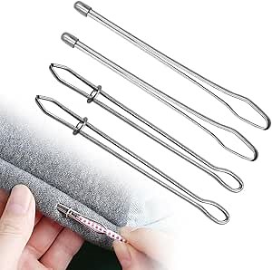 DIY Rope Threader Clip, Metal Easy Pull Drawstring Threader Tool with Tweezer Sewing Tool for Drawstring Replacement for Hoodies, Pants, Shorts, Sewing Supplies Accessories (4)