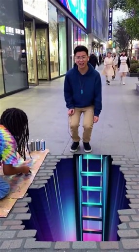 This 3D street art pranked EVERYONE#street #funny #public #painting #ai
