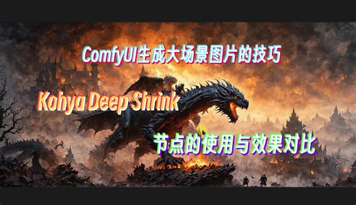 ComfyUI生成大场景图片的技巧,Kohya Deep Shrink节点的使用与效果对比