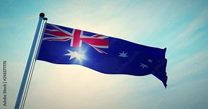 Australian Flag Waving Is A National Symbol Of Patriotism For Australia. Commonwealth Pennant For Tourism And Celebration - 30fps 4k Video