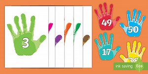 Numbers 0-50 on Handprints Cut-Outs