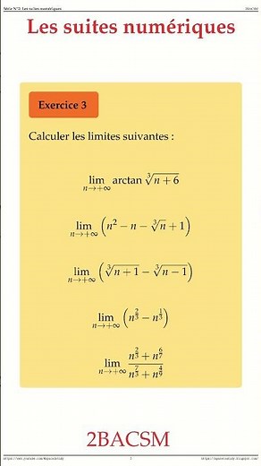 Exercice N3 Serie 2 Les Suites Numeriques 2BACSM Maths space2study