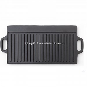 [Hot Item] Cast Iron Griddle Plate Reversible Square Cast Iron Grill Pan for Single Burner Double Sided Used on Open Fire & in Oven Pre-Seasoned Versatile Baking CAS