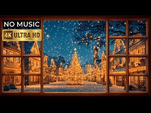 Turn Your Room into a Golden Christmas Village 🎄 4K Projector Window (Wind & Snow, No Music)