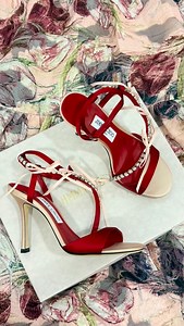 Richard Beckerman on Instagram: "UNBOXING 681 - Jimmy Choo lula 100 embellished satin sandal w bows ❤️ 🎀 💭 • Message or email me for price and purchasing info."