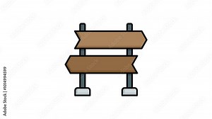 Two wooden directional signs animation with posts on concrete bases, great for marketing, directions, or rustic outdoor themes in design projects
