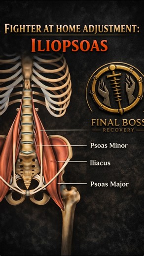 Final Boss Recovery Clinic on Instagram: "Tight hips don’t just limit flexibility they steal rotation, breathing, and power. The iliopsoas is one of the deepest hip flexors in the body. When it’s restricted, performance suffers. In this reel: • Partner-assisted psoas release • Posterior scorpion variation • Kneeling lunge for active hip extension 15–30 seconds per position Aim for discomfort, not pain. Recover with intention . . . . . . #mma #jiujitsu #sportsmassage #injuryprevention #recovery"