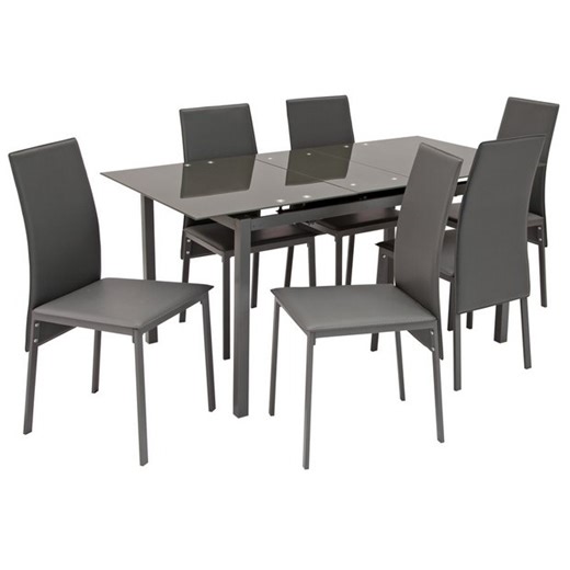 Buy Argos Home Lido Extending Grey Dining Table & 6 Grey Chairs | Dining table and chair sets | Argos