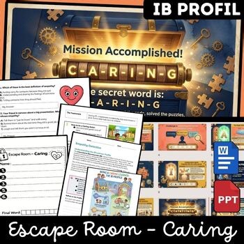 IB Learner Profile Caring Escape Room Activity SEL Kindness Empathy Worksheets