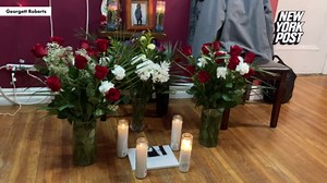 Shrine set up in Maria Sanchez’s apartment in the Bronx