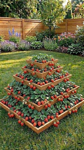 Genius GARDEN IDEA! 🍓 DIY Tiered STRAWBERRY Planter 🤯 #garden #gardening #diy