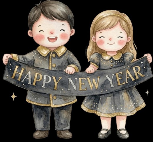 25 PNG Cute New Year Clipart Cute Happy New Year Kids Clipart | Adorable Boy & Girl With Balloons | Nursery Holiday Print | New Year Digital - Etsy New Zealand