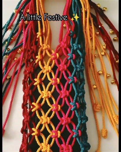 Festive Macrame Mobile Pouch with Ghungroo ✨#macramepouch #mobilebag #macramehandmade