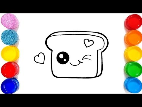 How To Draw A Cute Bread Easy For Kids | Bread slice step by step | Drawing & Coloring For Beginners
