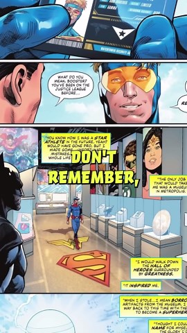 Superman invites Booster Gold to join the Justice League!