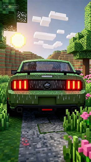 Too clean 😮‍💨 but… did the ai try and write “ford” on the back?? #ford #mustang #minecraft #ai #v8