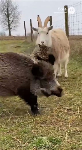 Tabby vs Wild Boar：Saving the Baby Goats／虎斑猫大战野猪：守护小山羊／トラネコ vs イノシシ：子ヤギを守れ！