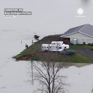 137K views · 2.1K reactions | Record-breaking rain from back-to-back atmospheric river events has caused significant flooding along the Snoqualmie River in Washington. Drone footage shows animals going to dry land, residents wading through water, and homes surrounded by floodwaters. | AccuWeather | Facebook