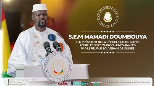 🔴 | 𝐀𝐃𝐑𝐄𝐒𝐒𝐄 𝐀̀ 𝐋𝐀 𝐍𝐀𝐓𝐈𝐎𝐍 𝗦.𝗘.𝗠 𝗠𝗮𝗺𝗮𝗱𝗶 𝗗𝗢𝗨𝗠𝗕𝗢𝗨𝗬𝗔 𝗲́𝗹𝘂 𝗣𝗿𝗲́𝘀𝗶𝗱𝗲𝗻𝘁 𝗱𝗲 𝗹𝗮 𝗥𝗲́𝗽𝘂𝗯𝗹𝗶𝗾𝘂𝗲 𝗱𝗲 𝗚𝘂𝗶𝗻𝗲́𝗲 𝗽𝗼𝘂𝗿 𝗹𝗲𝘀 𝘀𝗲𝗽𝘁 (𝟳) 𝗽𝗿𝗼𝗰𝗵𝗮𝗶𝗻𝗲𝘀 𝗮𝗻𝗻𝗲́𝗲𝘀 𝗽𝗮𝗿 𝗹𝗲 𝗣𝗲𝘂𝗽𝗹𝗲 𝗦𝗼𝘂𝘃𝗲𝗿𝗮𝗶𝗻 𝗱𝗲 𝗚𝘂𝗶𝗻𝗲́𝗲. #PresidenceGN | Présidence de la République de Guinée