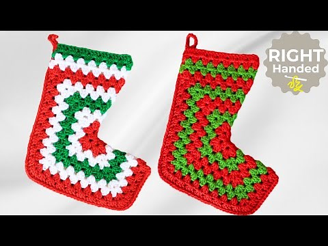 EASIEST Crochet Granny Square Christmas Stocking Pattern!