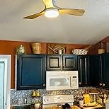 48" Wooden Ceiling Fans with Lighted Remote Control, Indoor Outdoor Wooden Ceiling Fan, Outdoor Modern Ceiling Fan with 3 Fan Blades for Patio, Living Room, Farmhouse, etc (White + Wood Color)…