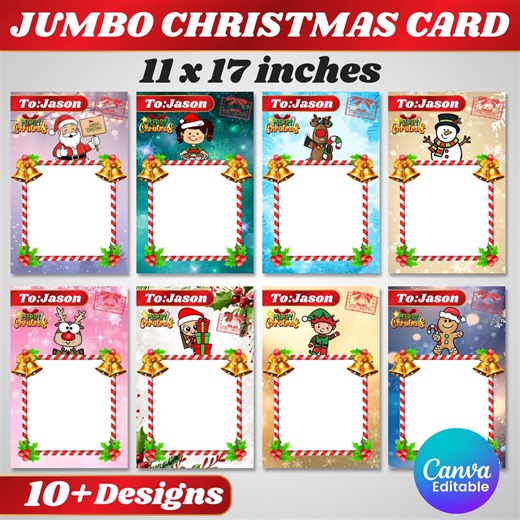 Jumbo Christmas Card Editable Template. Jumbo Cards, Christmas Jumbo Cards, Treats Cards, Printable, Merry Christmas Jumbo Card - Etsy