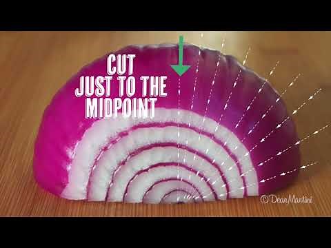 How to Lyonnaise Onion, slicing an onion to create long thin strips